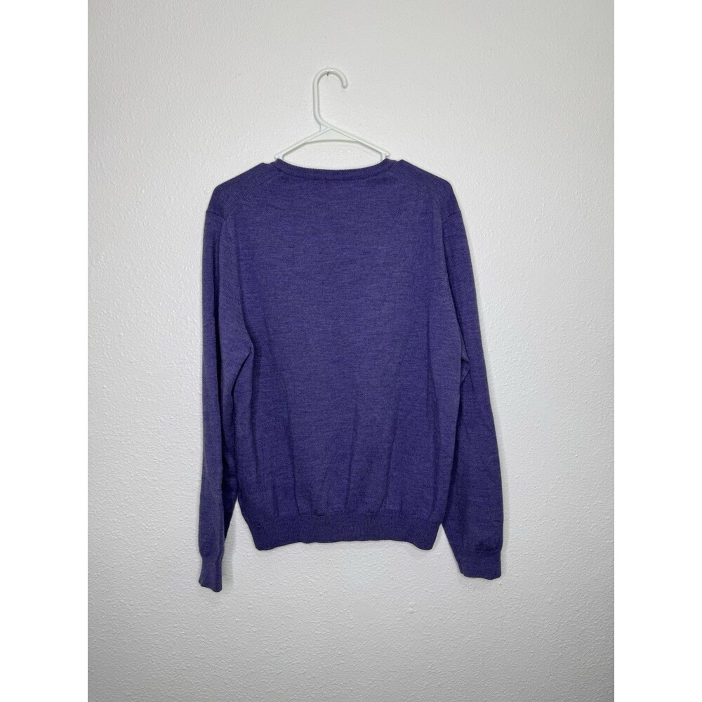 Brooks Brothers 346 Sweater Men’s M Purple Merino Wool V Neck Pullover Academia - Picture 9 of 16